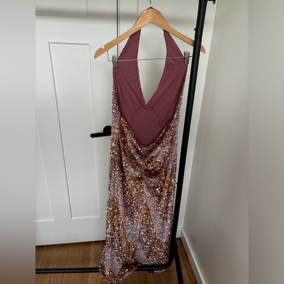NWOT FREE PEOPLE GLITTER AND GOLD MIDI DRESS Sz S - Picture 9 of 16